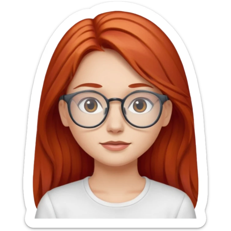 Rizada peli roja tono fuerte , blanquita con lentes y top blanco pelo largo  sticker