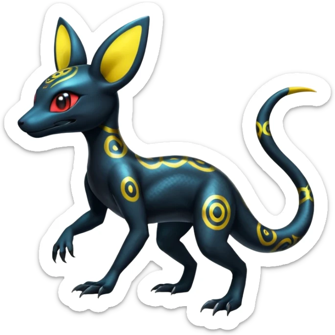 Shiny Cool Futuristic Salandit-Umbreon-Fakémon-hybrid-creature (full body)  sticker