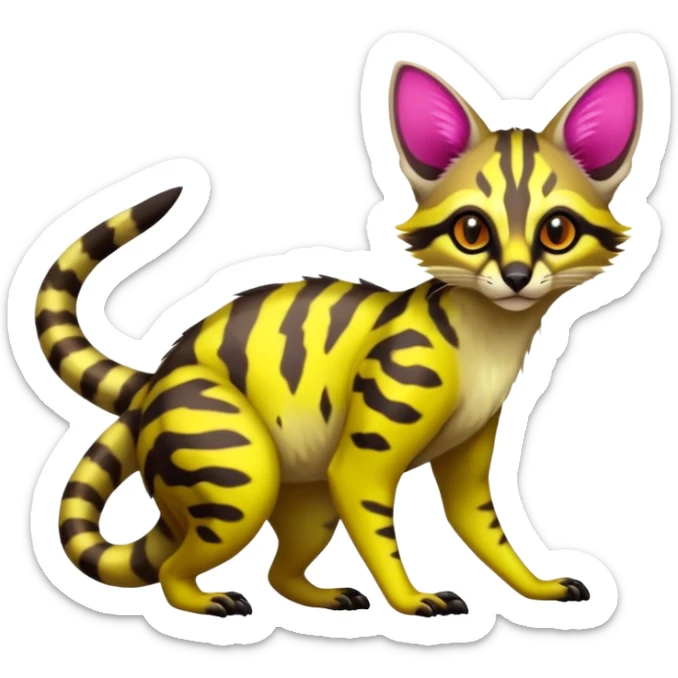  Exotic randomly colored colorful cute neon-colored Fakémon-Fionbri-Vernid-Genet-creature with markings (full body) sticker
