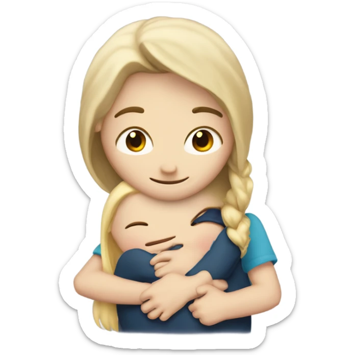 Very White skin Boy with very brown hair hugging a girl with blonde hair  sticker
