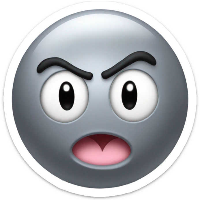 Metal cute mad Kirby bubble Gray ball driving on car wheels with mad eyebrows game sticker