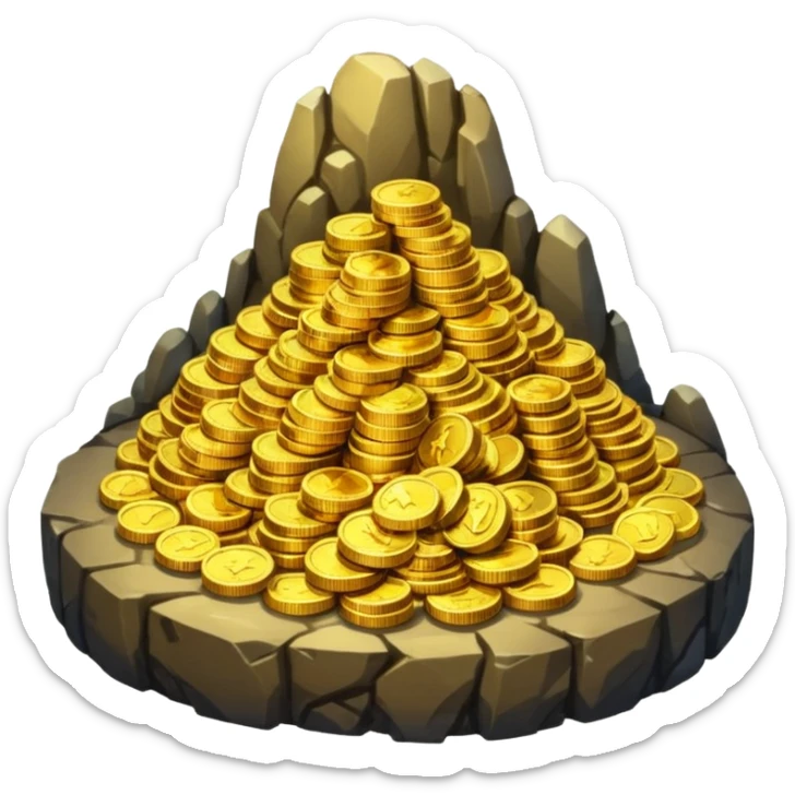 Dragon Hoard pile of gold without the dragon like in the movies so many gold were dragon sleep but dragon just went out  cold coins full in a cave  sticker