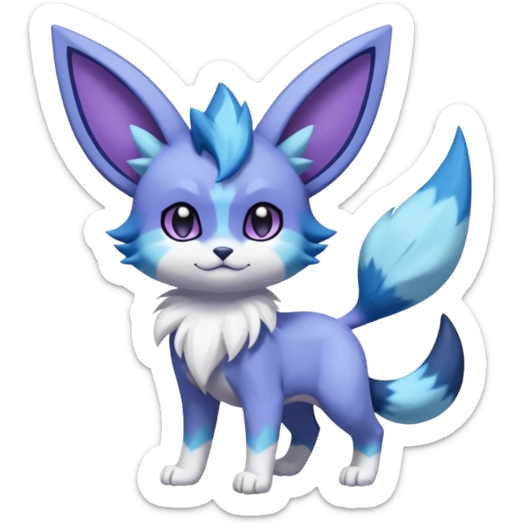Glaceon-Purrloin-Meowstic-Fakémon-hybrid-creature (full body)  sticker