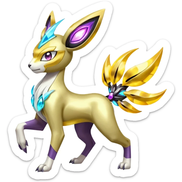 Colorful Futuristic Meloetta-Manectric-Solgaleo-Raikou-Pokémon-Digimon-Fakémon-fusion-hybrid-creature sticker