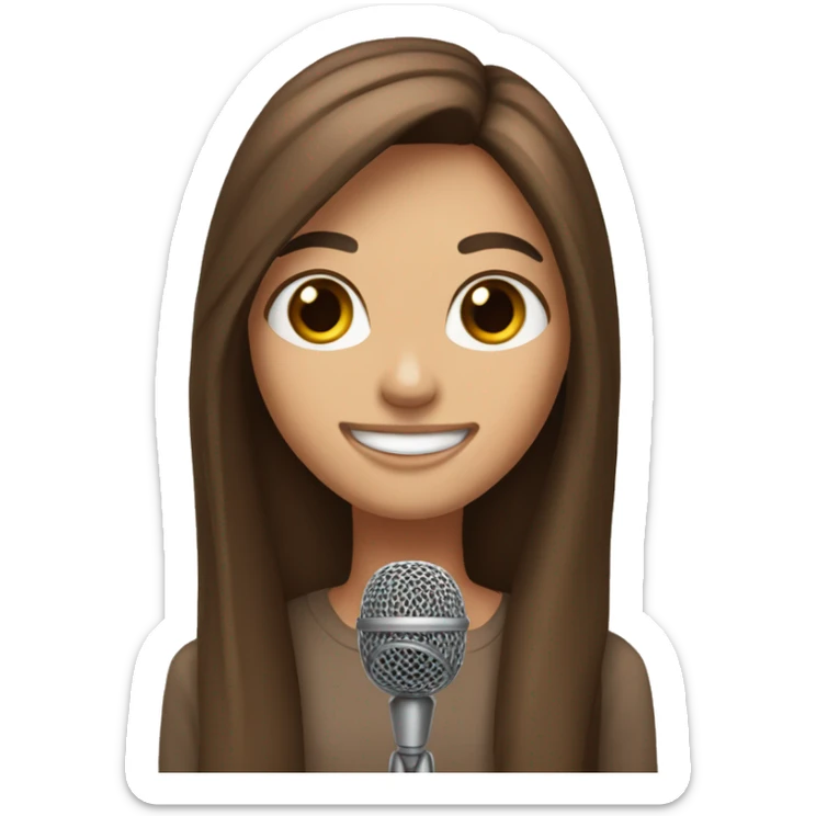 happy-girl-with-long-brown-straight-hair-brown-eyes-holding microphone sticker