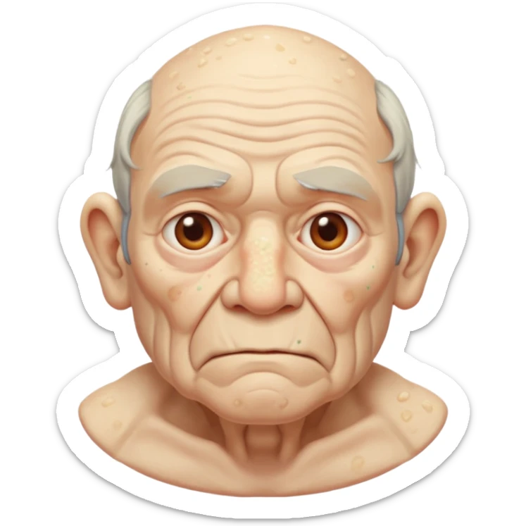 Ein Opa mit vielen Pickeln und einen Buckel man sieht seinen ganzen Körper  sticker