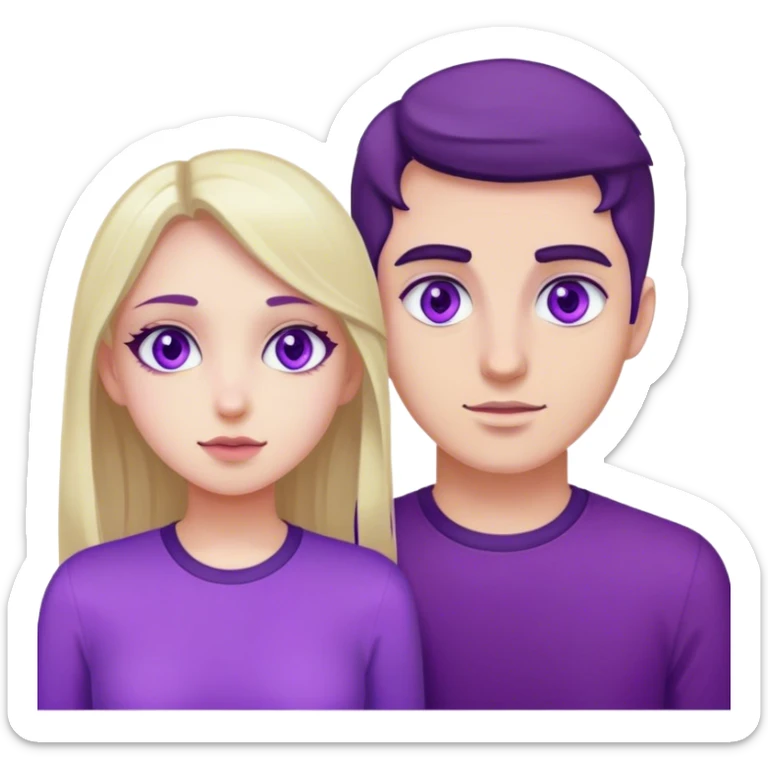 Girl wearing purple with purple eyes with her boyfriend sticker