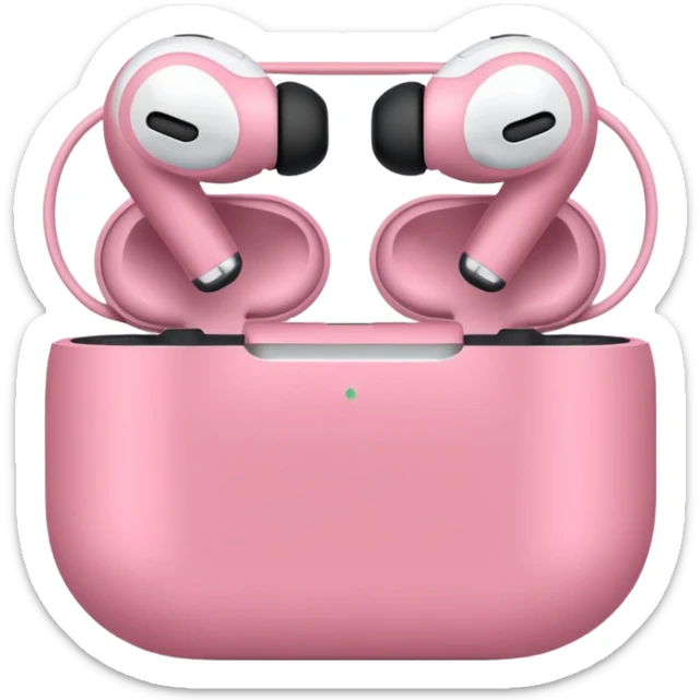 Create a pink happy circle emoji who listens to music on AirPods Max make them always this style 🥹 sticker