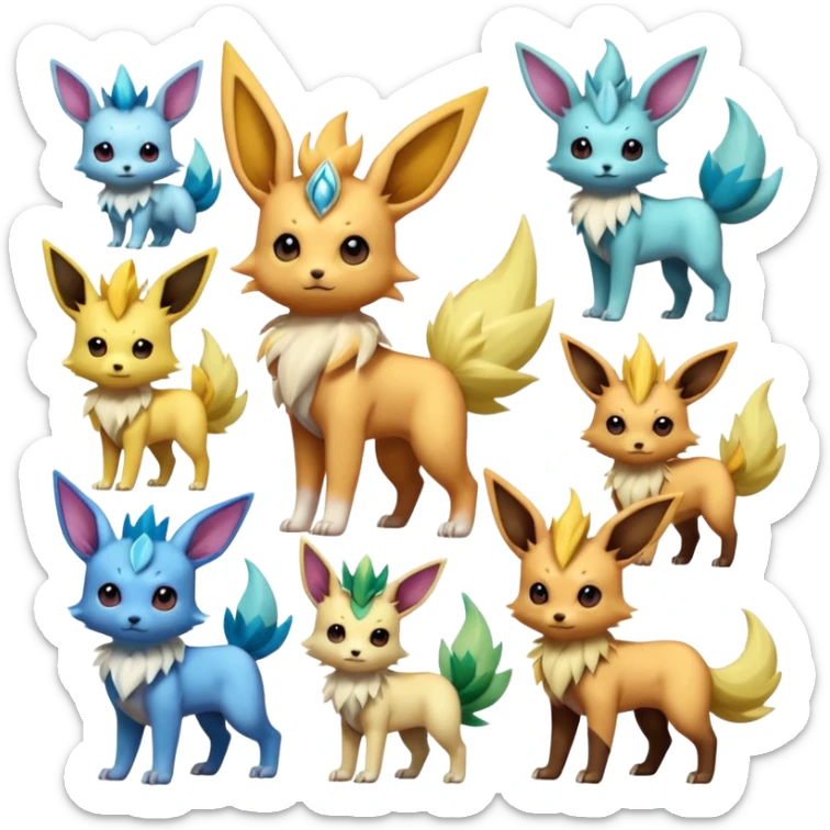 Jolteon-Flareon-Vaporeon-Leafeon-Umbreon-Glaceon-Espeon-Sylveon-Fakémon-Pokémon-Digimon-hybrid-fusion (full body) sticker