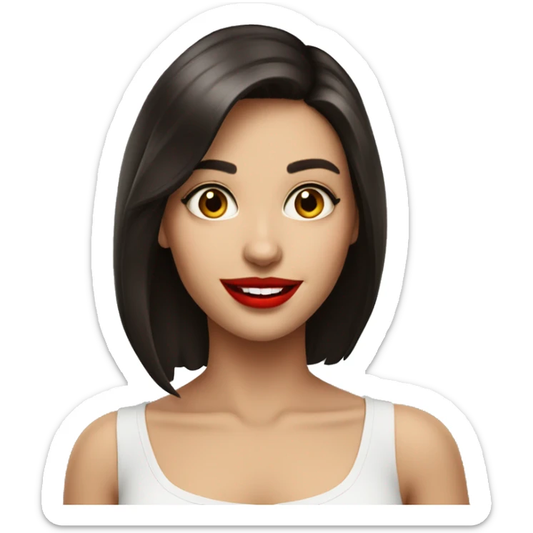 Sweet and sexy brunette girl with a smile and red lips   sticker