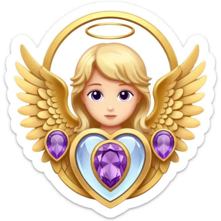 4th place award Number in frame decorated with golden angel  wings and amethyst  stone sticker