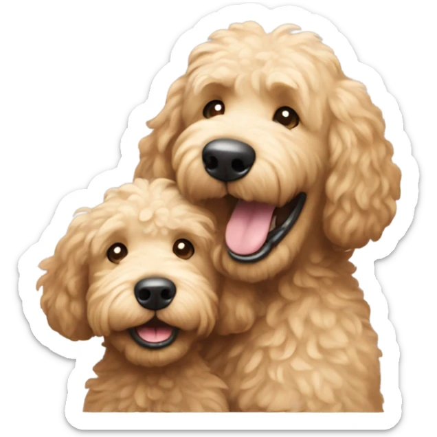 Cute sweet miniature golden doodle biting funny brown haired 49 year old man sticker