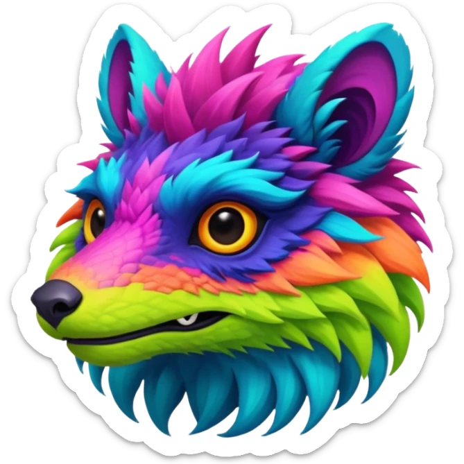 Dark vibrant pastel bright neon colorful edgy exotic painted Fakémon-Pokémon-Vernid-creature sticker