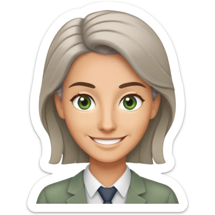 smiling English teacher with airtouch hair and grey-green eyes sticker