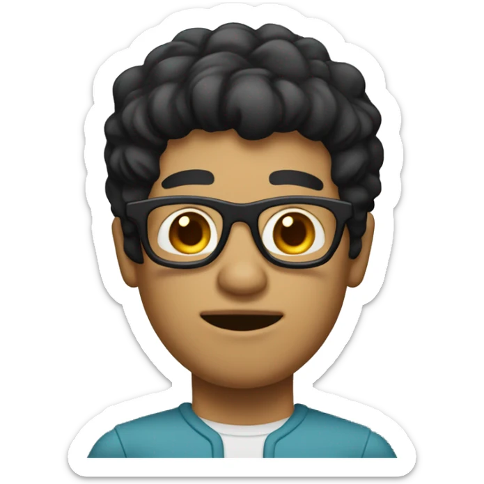 Figure an ugly man with black hair and glasses. The man's skin color should be white. His hair should fall out in the middle and there should be very little hair. sticker