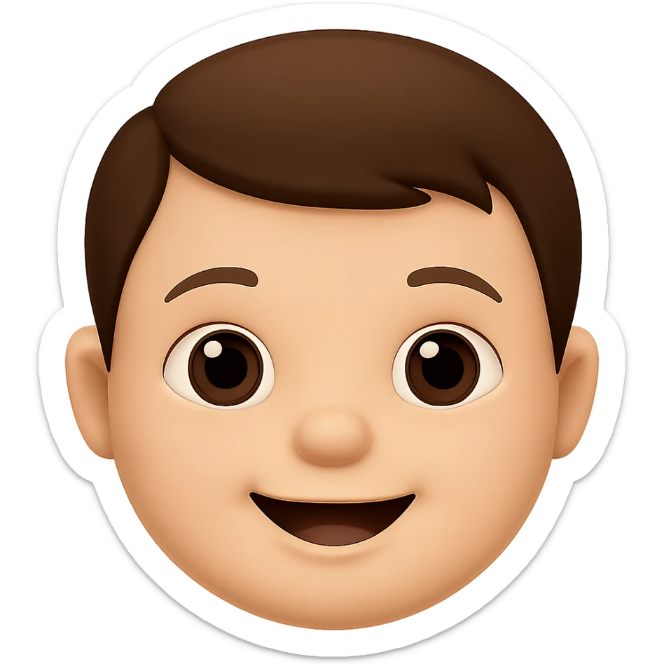 Edit the emoji style baby to have brown hair with no background. Keep the emoji style consistent and the background transparent. sticker