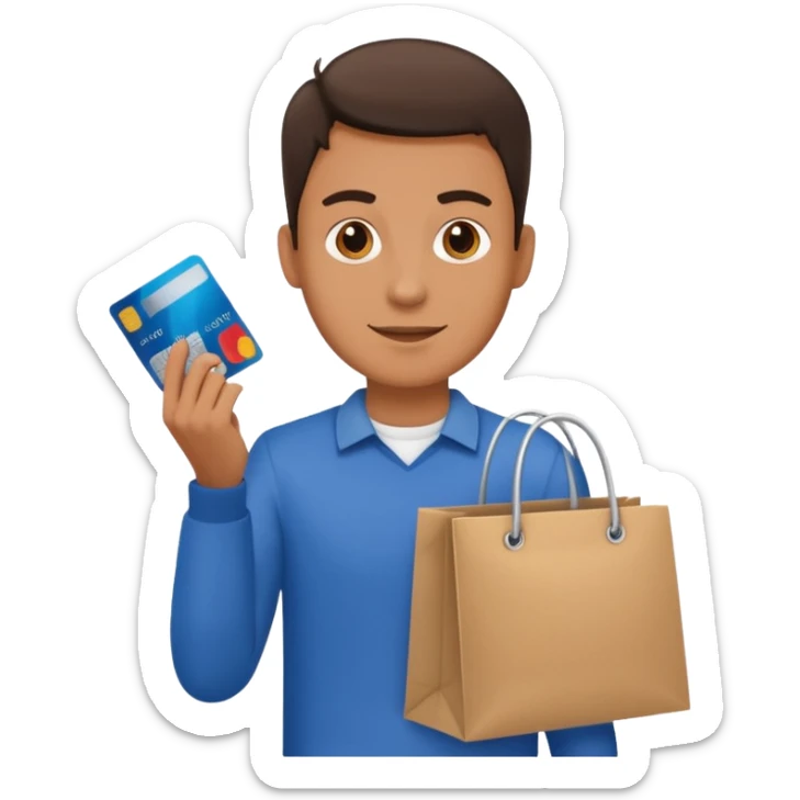 emoji of a man with a credit card and a shopping bag sticker