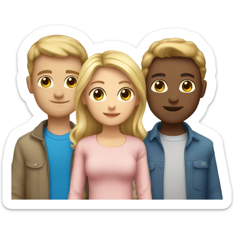 create an Family, A mother with Brown hair an Brown eyes , a father with blonde hair und Blue eyes, two Boys with blonde hair an Brown eyes  sticker