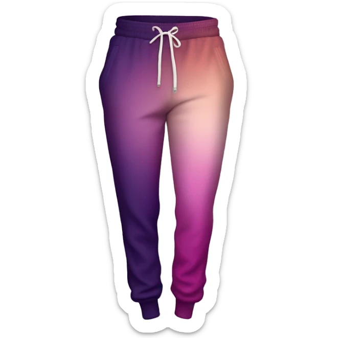 Realistic pair of dark purple to rose gold ombre PINK jogger sweat pants isolated.  sticker