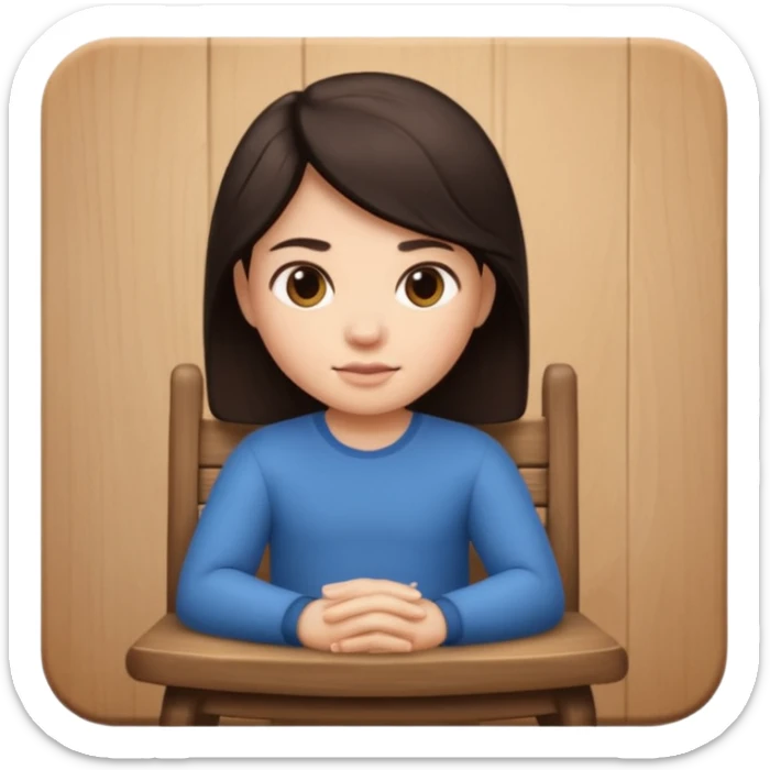 Memoji sitting on a chair from behind (pnly hair and back of the chair shown) focusing  sticker