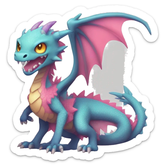 Kawaii Edgy Bright Ethereal Fururistic Fantasy Dragon Pokémon Fakemon full body sticker