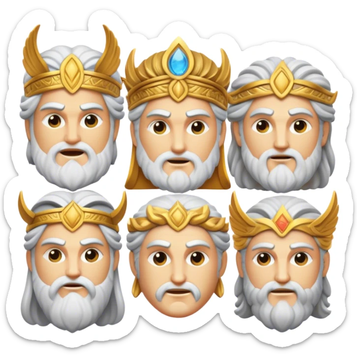 Cinematic Realistic Greek Gods Pop Culture Emoji, featuring mythic portrayals of ancient deities rendered with dynamic, ethereal lighting and classical detail. sticker