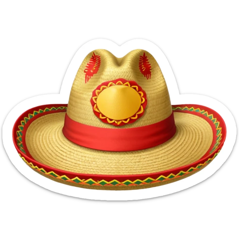 Sombrero de paja con una tira roja en la parte central sin ninguna soporte solo una tira  sticker