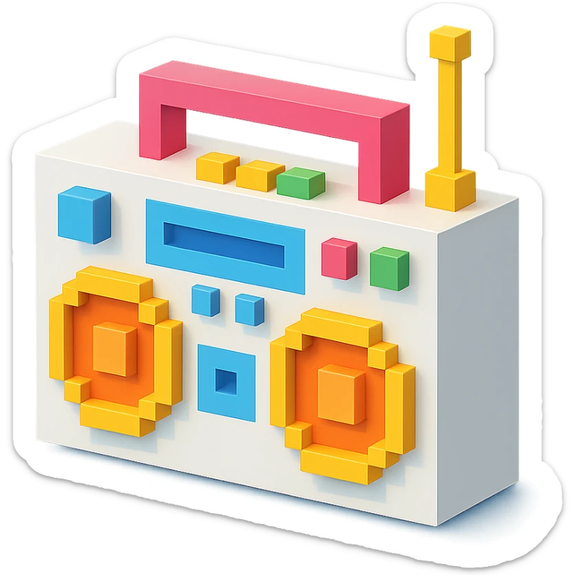 white boombox sticker