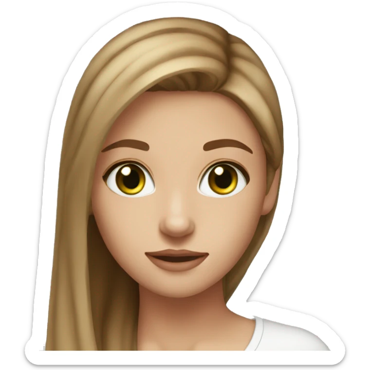 beautiful girl green eyes straight light brown hair sticker