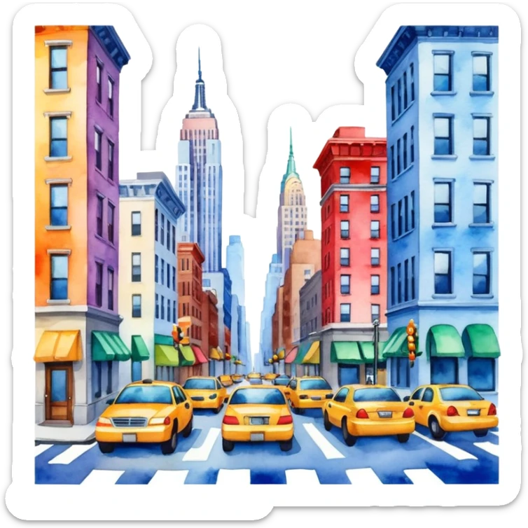 Watercolor painting of New York sticker