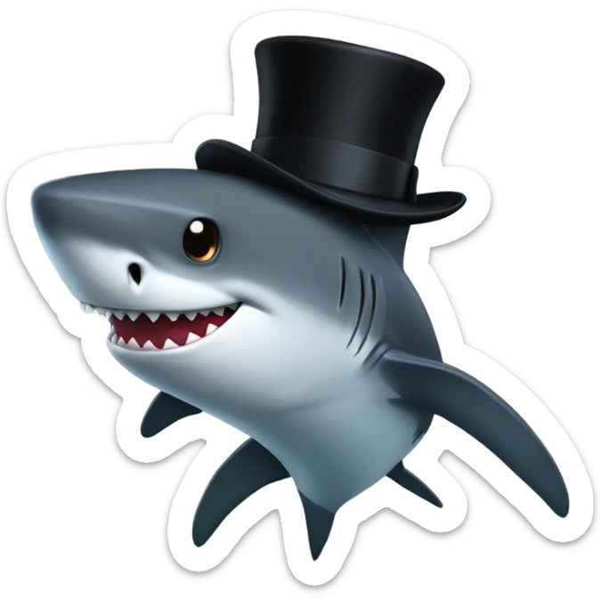 Shark with a top hat sticker