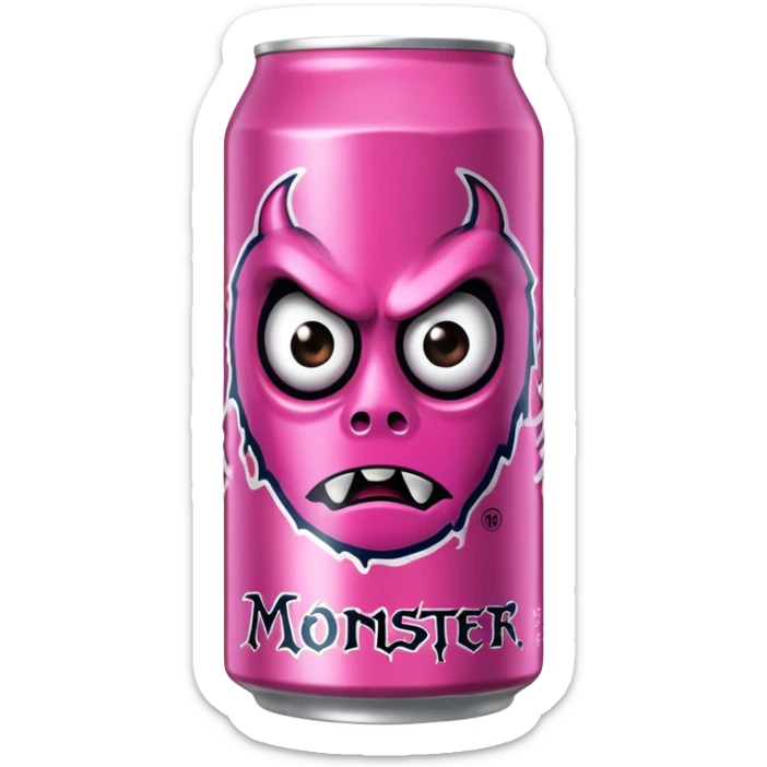 Pink monster energy drink with the logo of original monster company energy drink  sticker