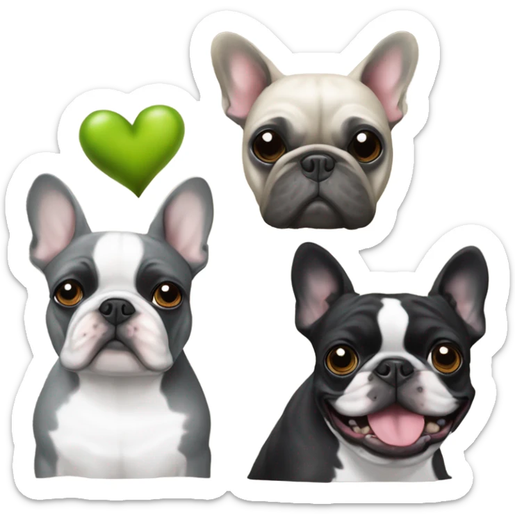 Totally gray French bulldog with a brussels griffon and a boston terrier Christmas   sticker