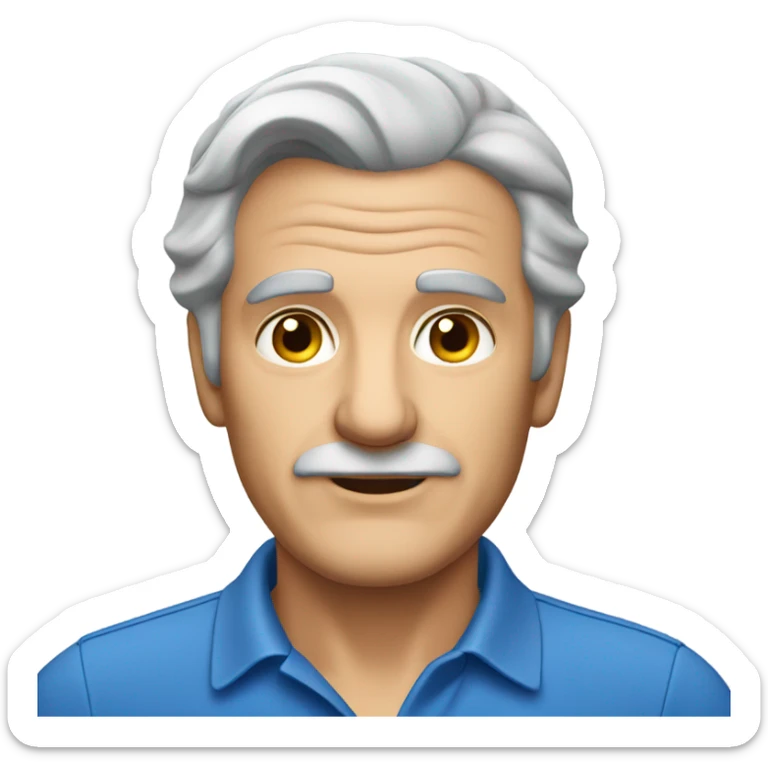 old italian man, grey hair, no facial hair. wearing a blue smart polo shirt sticker
