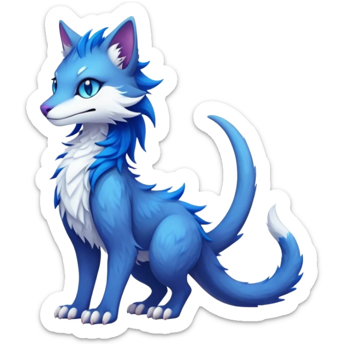 Kawaii dark vibrant edgy fantasy ethereal feline-vernid-sergal-fursona animal creature with a tufted tail full body sticker