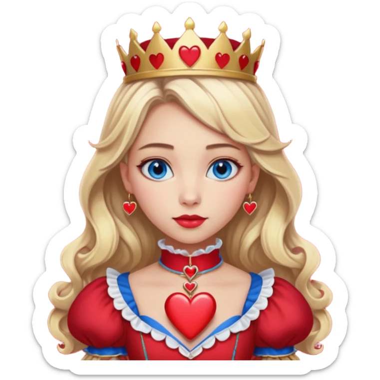 Freya Skye lose my head junior Eurovision 2022 red queen of hearts style blonde half up half down hair, blue eyes sticker