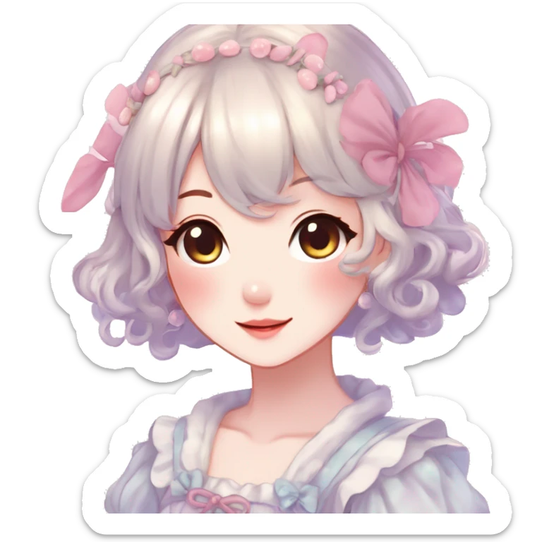 Gorgeous anime style lady with blushing face cottagecore fairycore  Kawaii anime colorful pearly romantic simplistic aesthetic trending stylea sticker