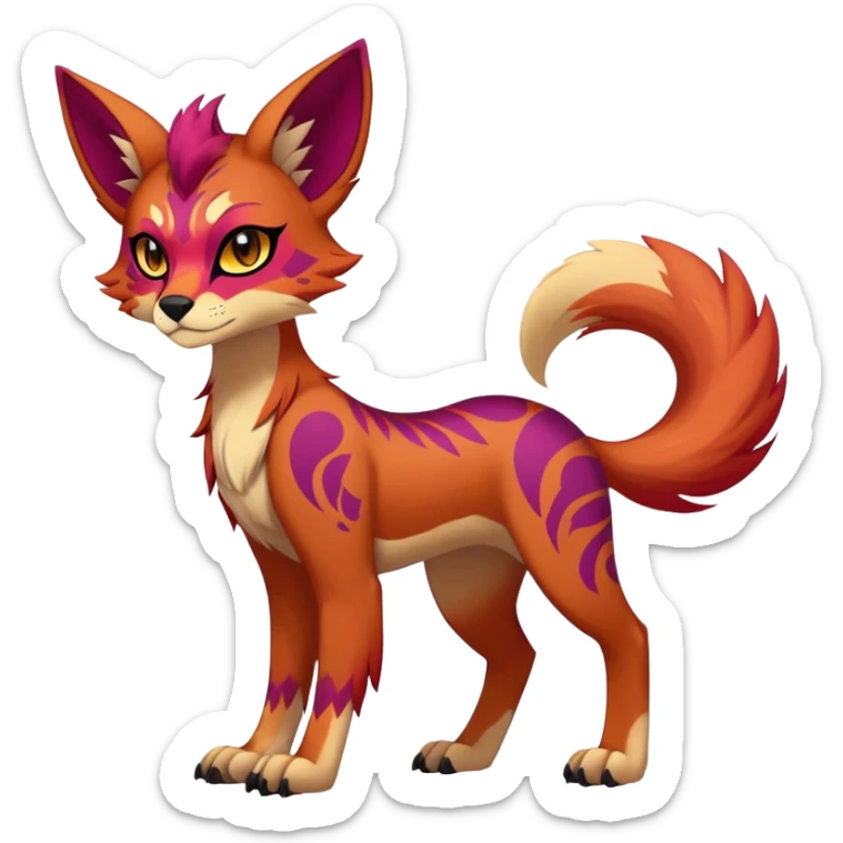 Vibrant edgy badass cool Falvie-Fionbri-creature-fursona, full body, with random markings sticker