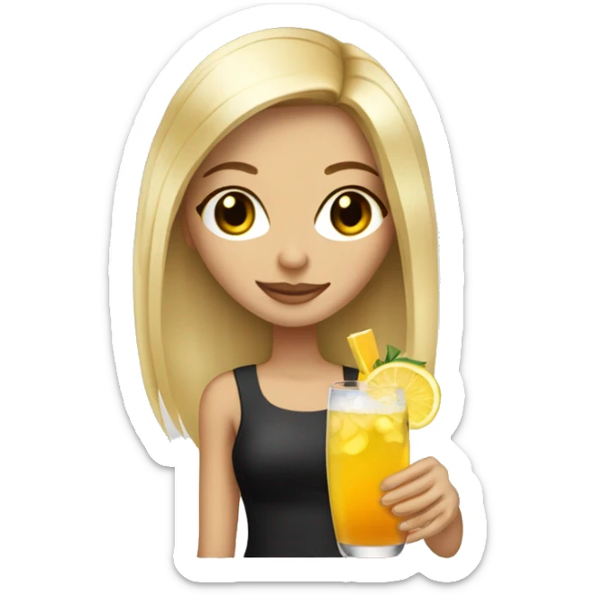 Blonde and straight hair girl sustaining cocktail sticker