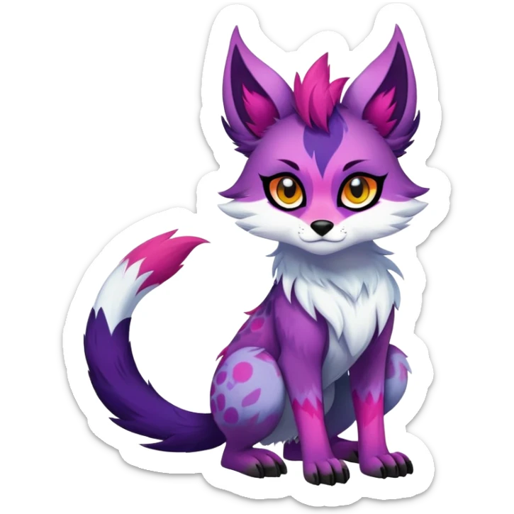 edgy badass cool Falvie-Fionbri-creature-fursona, full body, with random markings sticker