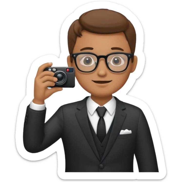 Hombre moreno con gafas haciendo fotos en una boda sticker