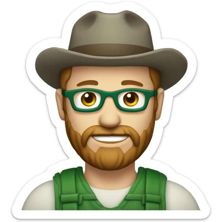 A male farmer, fair and short thin beard (brown hair and hair between green and blue) sticker