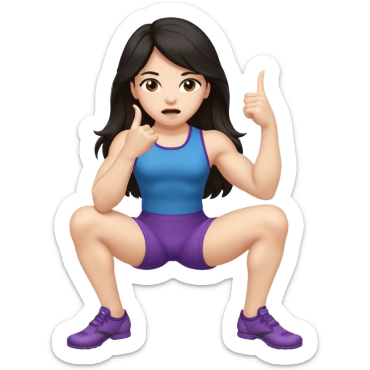 Una niña con los pies flexionados, dedo índice en la boca y cadera hacia el lado derecho sticker