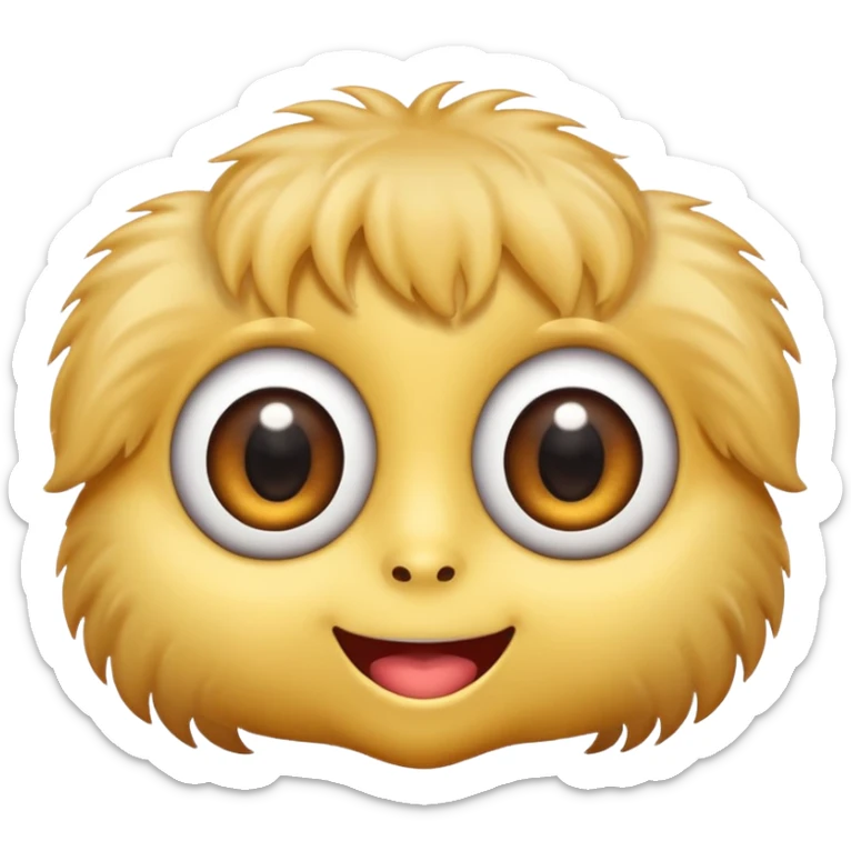 Emoji haciendo ojitos lindos con dos ojos grandes como el gato con botas y la boca así ( sticker