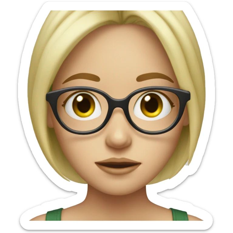 a blonde girl with freckles, glasses, long lashes and greenish eyes  sticker