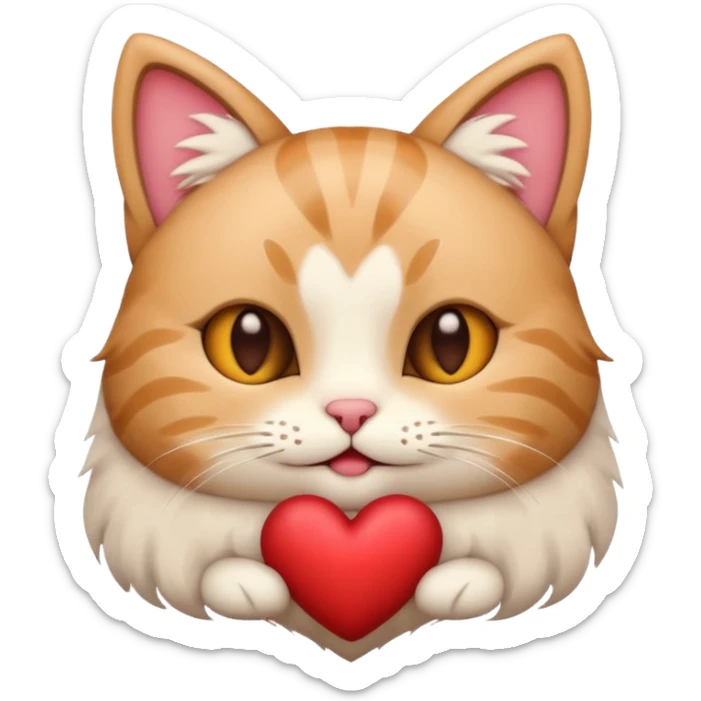 A stylized Christmas emoji of a cute cat and a heart, minimalist design, soft warm colors, cozy winter mood, simple background, sweet and romantic.
 sticker