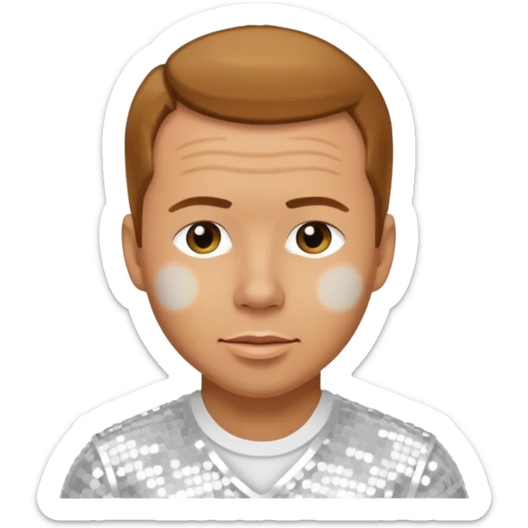 Donnie Wahlberg from NKOTB with golden brown hair, white sequin outfit sticker