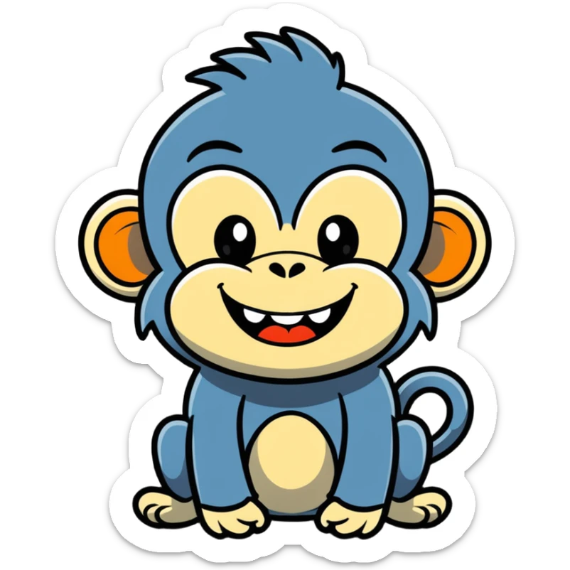 Monkey with a lot of hair and big scary smile sticker