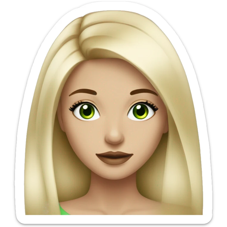 Blonde girl with black eyeliner and long lashes with green eyes sticker