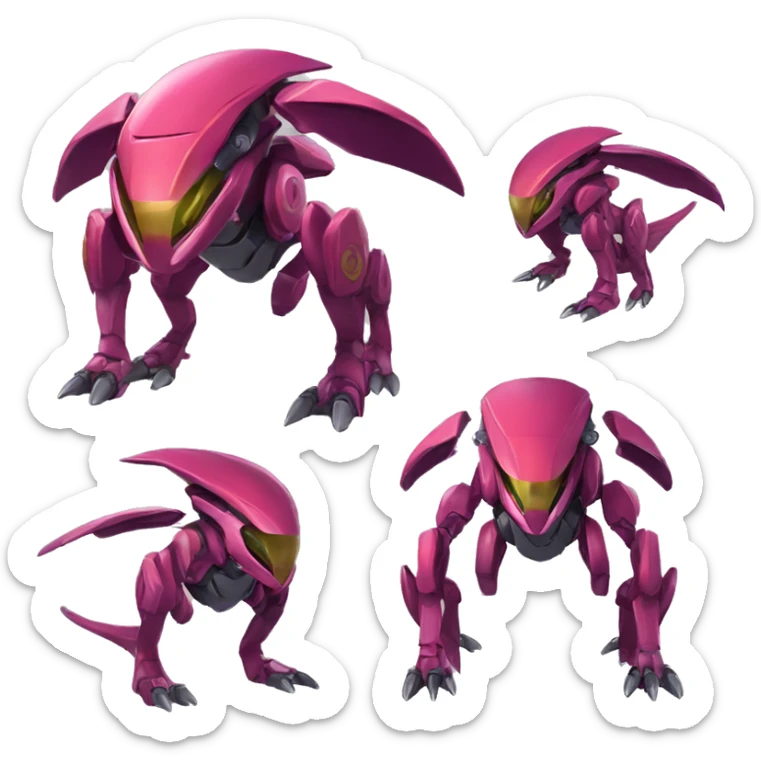 a Genesect-Raptor-Fakémon—hybrid with a futuristic visor-helmet full body sticker